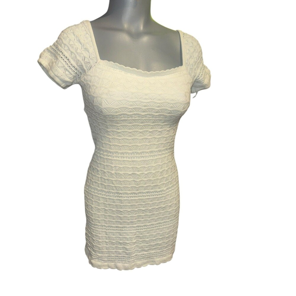Hollister white open back short sleeve mini dress xs